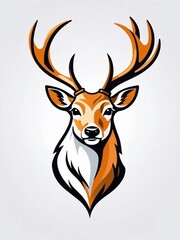 Flat vector deer illustration logo on isolated background