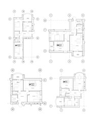 Vector architectural floor plan of three bedroom apartments