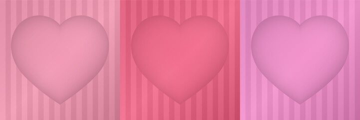 Pink and red abstarct backgrounds with arched windows and stripes. Heart-shaped niche or alcove.	