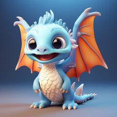 Cute 3D Cartoon Fantasy Baby Dragon