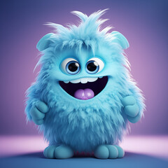 Cute Blue 3D Cartoon Baby Monster