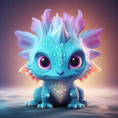 Cute 3D Cartoon Fantasy Baby Dragon