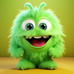 Cute Green 3D Cartoon Baby Monster