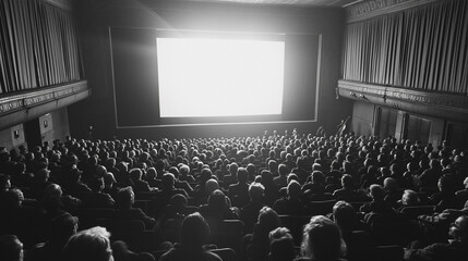 Host a silent film festival with classic movies from the silent era. The absence of people in the auditorium enhances the quiet, nostalgic atmosphere. Generative AI - obrazy, fototapety, plakaty