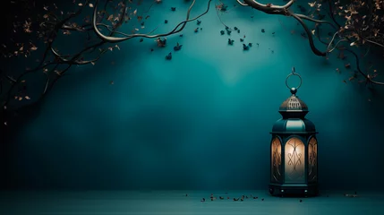 Foto op Plexiglas Ramadan Kareem background banner with stars and lantern. Image with copy space. Generative AI © Lucas