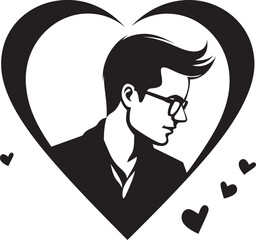 Aesthetic Amour Artful Man in Love Iconic Design Radiant Reverie Black Logo Illuminating the Depths of Love
