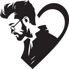 Celestial Serenity Symbolic Man in Love Vector with Cosmic Touch Noir Melody Black Icon with a Musical Twist for the Romantic
