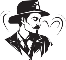 Noir Love Affair Stylish Black Icon for the Romantic at Heart Tender Emotions Artistic Man in Love Logo Design