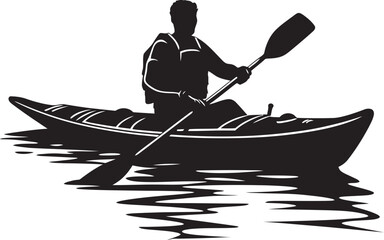 Aqua Ascent Vector Logo for the Kayaker on a Water Expedition Cascading Challenge Iconic Design in Black for the Kayak Adventurer