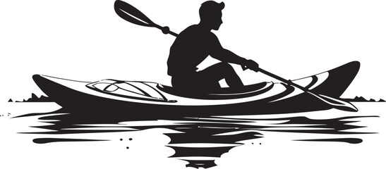 Whitewater Zenith Bold Vector Icon Illustrating the Peak of Kayaking Excitement in Black Nautical Navigator Insignia Stylish Black Logo Symbolizing Kayaking Expertise and Exploration