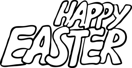 Happy Easter vector text for decoration, present sticker, promotion banner, postcard invitation. Hand drawn letters vintage style decorative elements. 