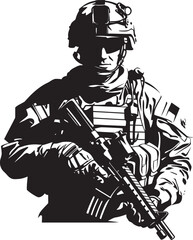 Night Ops Sniper Black Icon Illustrating a Military Marksman Aiming with Precision Lethal Defender Stylish Vector Illustration of the Vigilance of a Soldier