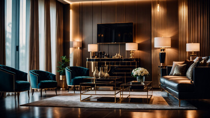 Luxury living room interior design with stylish furnitures