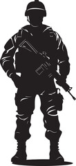 Spec Ops Defender Iconic Design of a Special Operations Soldier with a Gun in Bold Black Lethal Protector Insignia Black Logo Symbolizing the Vigilance and Readiness of a Soldier