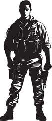 Rifle Guardian Vector Logo Illustrating the Vigilance and Readiness of a Military Professional Tactical Sniper Black Icon of a Military Marksman with a Gun in Sleek Design