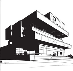 Monochrome Marvels Iconic Black Logos Illuminate the Marvelous World of Modern Building Architecture Skylines in Shadows Exterior Design Vector Icons in Sleek Black Define Urban Elegance
