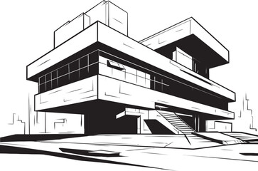 Urban Zenith Unleashed Elegant Black Icons Illuminate the Peak of Modern Building Design Chromatic Contours Embrace Sleek Vector Icons Showcase the Intricacies of Modern Architecture in Bold Black