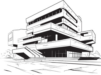 Chromatic Contours Exterior Design Emblem Illustrating Modern Architecture in Black Noir Cityscapes Vector Logo for Modern Building Architecture Exterior Design