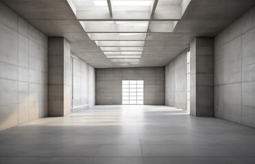 empty room interior, Abstract empty, modern concrete room with ceiling opening, grid shadow and rough floor - industrial interior background template