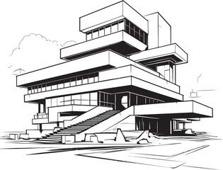 Chromatic Contours Exterior Design Emblem Illustrating Modern Architecture in Black Urban Simplicity Vector Logo Depicting the Elegance of Modern Building Design in Black