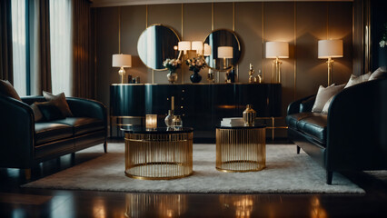 Fototapeta na wymiar Luxury living room interior design with stylish furnitures