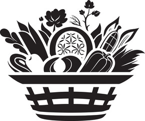 Sensational Sweets 90 Word Black Icon Design for Nutritional Fruits Wholesome Wonder Nutritional Fruit Basket Logo in Elegant Black