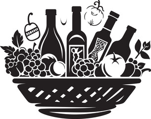 Vitamin Harvest Sleek Black Icons Illuminate the Essence of a Nutrient Rich Fruit Basket Design Healthful Bounty Unveiled Vector Emblems in Bold Black Showcase the Abundance of Nutritional Fruits