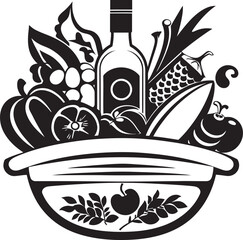 Balanced Wellness Bold Black Logo Designs Capture the Wholesome Goodness of a Nutritional Fruit Basket Fruit Symphony Iconic Black Logos Define the Harmony of Nutrient Packed Fruits in a Stylish Vect