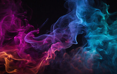 smoke on black, Colorful Rotation of the thick smoke veils under the lights on a dark digital background.  Website, application, games template. Computer, laptop wallpaper. Design for landing