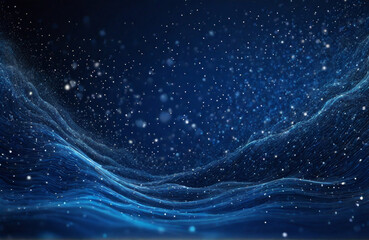 Fototapeta premium Dark blue airy particles flow vector design, abstract background with wave of flowing dots array