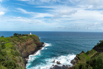 Fototapeta na wymiar a lighthouse on the Hawaiian cliffs