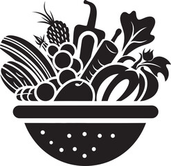 Juicy Nutrient Fusion Sleek Black Logo Designs Showcase the Flavorful Array of Nutritional Fruits Garden Harvest Icons Stylish Vector Designs Depicting a Nutritional Fruit Basket in Chic Black