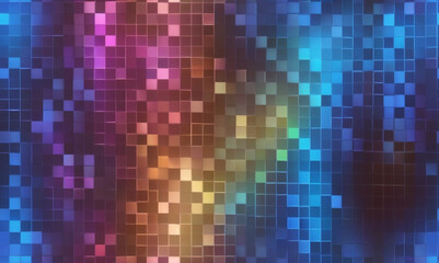 abstract background with squares, Led screen. Pixel textured display. Digital background structure. Lcd monitor. Color electronic diode effect. Colorful television videowall. Projector grid template. 