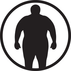 Sculpted Strength A 90 Word Vector Logo Advocating Against Obesity Weight Warrior Black Iconic Human Figure Leading the Anti Obesity Charge