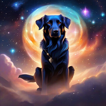 dog made of stars  nebulae  black