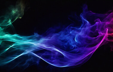 Obraz premium abstract smoke background, Rotation of the bright night smoke veils under the lights on a black background, modern central gradient mesh studio background. Colorful smooth banner template. Easy edit