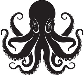 Majestic Maritime Black Iconic Octopus Logos 90 Word Vector Design Magic Ephemeral Elegance A 90 Word Vector Tale of Black Octopus Logos Design Symphony