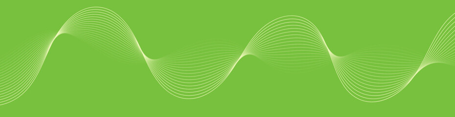 Abstract background with waves for banner. Web banner size. Vector background with lines. Element for design isolated on green. Green color. Nature, eco