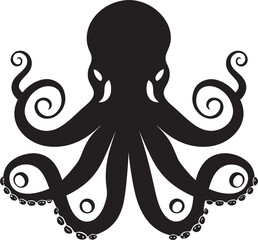 Sleek Sea Spirit Vector Octopus Logo with 90 Words Unraveling Design Mastery Mystic Inkwell Black Emblem Design Crafting Octopus Artistry in 90 Words