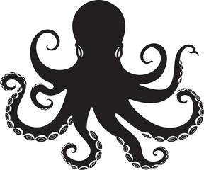 Ocean Odyssey Black Emblem Design Unraveling the Mystique of Octopus Artistry in 90 Words Tidal Tangle Vector Octopus Logo in 90 Words of Black Intricacy