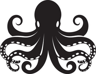 Infinite Inkwell Vector Logo Unraveling Octopus Elegance in 90 Words of Black Marine Mosaic Black Octopus Emblem Creating a 90 Word Design Tapestry