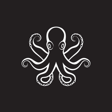 Oceanic Opulence 90 Word Black Iconic Octopus Emblem for Design Extravaganza Tentacle Tango Vector Octopus Logo Diving into Black Artistry with 90 Words