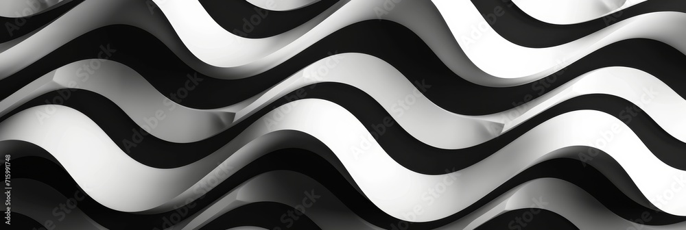Poster a black and white abstract pattern featuring wavy lines