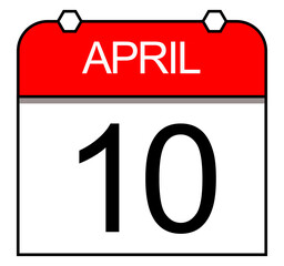 April 10, Icon Page Calendar Day.