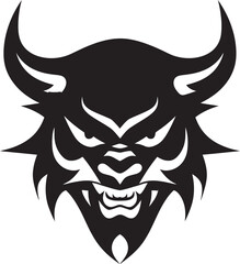 Bold Oni Head Stylish Black Logo Design with a Mysterious Touch Shadowed Oni Mask Elegant Vector Art for a Captivating Brand Identity