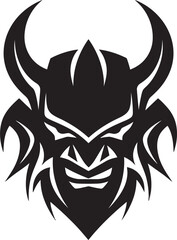 Intricate Oni Head Dark Icon with a Mysterious Touch Mystical Oni Silhouette Contemporary Black Vector Logo