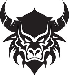 Eerie Oni Mask Noir Inspired Icon for a Striking Brand Image Shadowy Oni Face Stylish Black Emblem with Japanese Flair