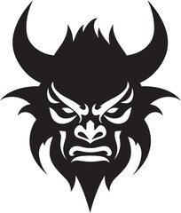 Noir Inspired Oni Graphic Sleek Vector Design for a Modern Look Intricate Oni Head Dark Icon with a Mysterious Touch