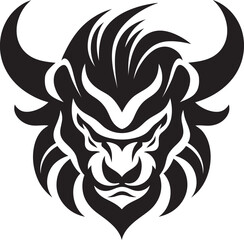 Bold Oni Symbol Dark Vector Illustration for a Contemporary Look Sleek Oni Head Intricate Black Emblem with Japanese Inspiration
