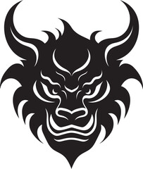 Sleek Oni Head Intricate Black Emblem with Japanese Inspiration Contemporary Oni Noir Stylish Vector Design for a Modern Identity
